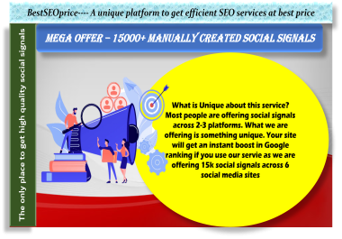Mega Offer-15000 social signals across multiple platform