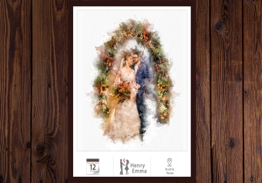 Watercolor Couple Portrait Photos