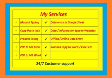 Data Entry,  Typing,  Copy and Paste works offered by AlphaKatebe123