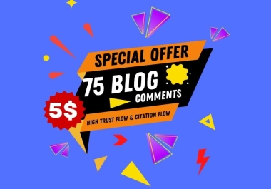 Top Quality 75 Dofollw Blog comments backlinks off page SEO