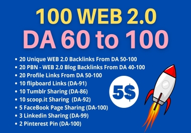 Get Top Quality 100 Web 2.0 Contextual Premium Backlinks to Rank Higher
