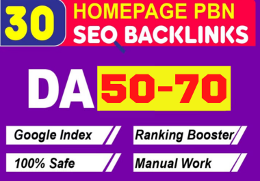 Powerful 30 Homepage PBN Backlinks High Quality DA 50 to 70 Plus