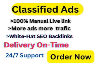 I will do Manually Create Top 40+ Classified ADS Posting SE0 Backlinks High DA Site