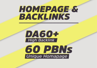 Create 60 PBNs Unique Homepage High DA60 plus Backlink