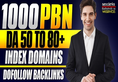 1000 Permanent PBN Backlinks DA 50 to 80 + Dofollow Backlink Index Domains Buy 3 Get 1 Free