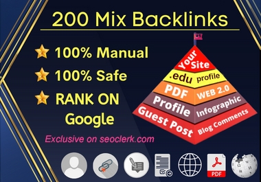 200 Powerful Mixed Backlinks pdf,  web 2.0,  profile,  blog comments and more backlinks.