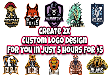 I Will Create 2 Custom logo design for you in just 5 hours