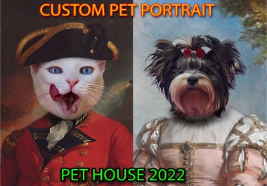 I will do custom royal pet portrait dog portrait cat portrait