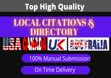 I will build 50 USA UK CANADA AUSTRALIA local citations and directory submission.