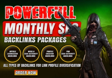 Powerful Monthly OFF PAGE SEO Backlinks Package for 120