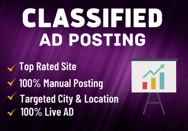 I will post your advertisements on 70 best ad posting websites.