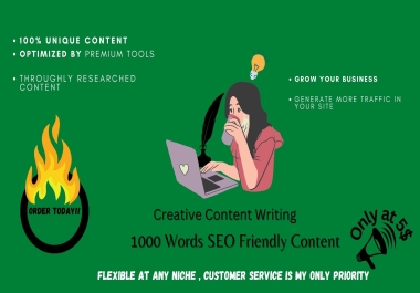 I will write 1000+ words SEO friendly unique Article/Blogpost