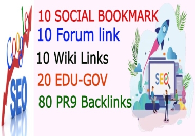 10 SOCIAL BOOKMARK 10 Forum 10 Wiki Links 20 EDU 80 Pr9 High SEO Authority Backlinks