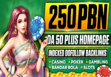 Get 250 Powerful PBN DA 50 to 80 Plus Permanent DoFollow Casino Slot Ufabet Indexed Website