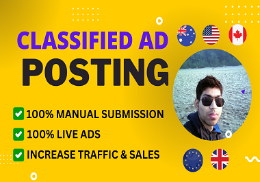 I will post 10 classified ads submission manually on high DA ad posting sites