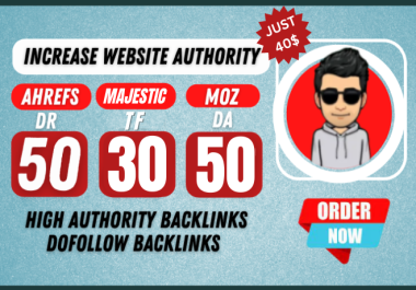 I will increase your websites authority da dr TF 50 PLUS