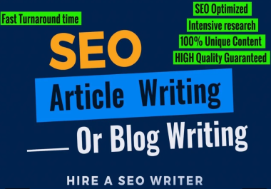 I will write an engaging,  SEO optimized 1000 words article or blog post in 24h