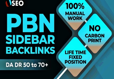 Permanent 70 Sidebar PBN Backlinks on DA 50+ Dofollow Websites