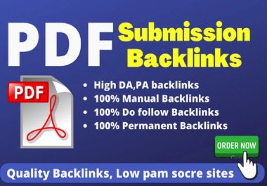 100 PDF submission SEO backlinks on top sharing sites low ss