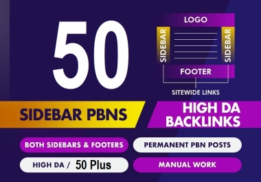 50 PBN Permanent Sidebar blogroll footer Backlinks DA50+