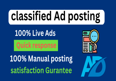 I will post 70 clasified ads posting to high da pa websites