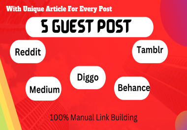 Write And Publish Guest Posts On reddit,  medium,  behance,  diigo,  tumbler With high DA