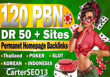Get 120 PBN Homepage Links DR 50+ sites Permanent Backlinks
