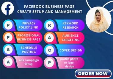 I will Create business,  fan page Setup and Management Shop