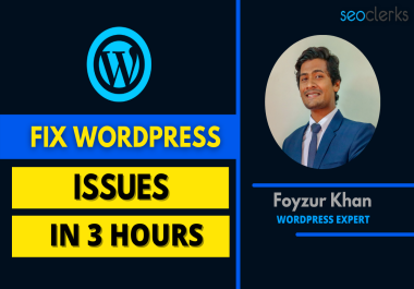 Fix WordPress issues,  fix WordPress bugs problems and fix WordPress errors