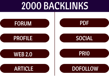 Create 2000+ Forum,  Profile,  Article,  Web2.0,  Pdf,  Social,  Pr10 Mix HQ Backlinks for your Website