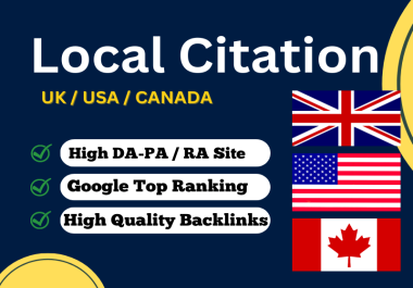 I will do best 60 local citations for local SEO USA,  UK,  canada