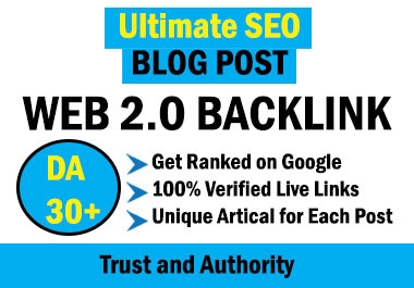 200 Web 2.0,  HQ Backlink Permanent Post with increase rank your website