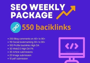 Weekly Ranking Booster Package,  Do 550 Powerful SEO Backlinks Manually
