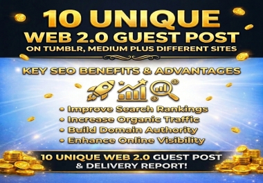 10 unique web2.0 guest post on Tumblr,  Medium plus different sites