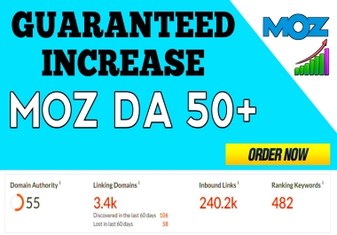 Increase your MOZ domain authority by DA40+ guaranteed within 10-90 days