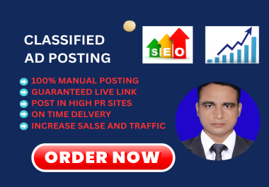 I will do 50 classified ad posting in top classified sites