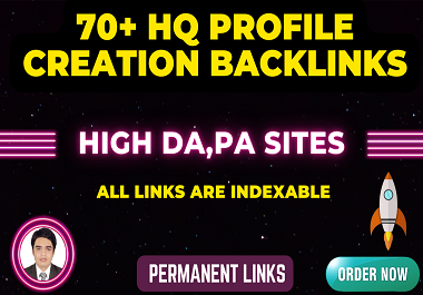 Create 70 social media profile creation SEO backlinks or profile setup