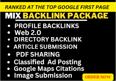TOP RANK 365 Backlinks,  Profile,  web2.0,  Directory,  Article Submission,  PDF,  classified ad,  seo mix