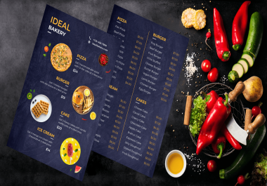 I will design a unique and modern restaurant menu,  food menu,  price list
