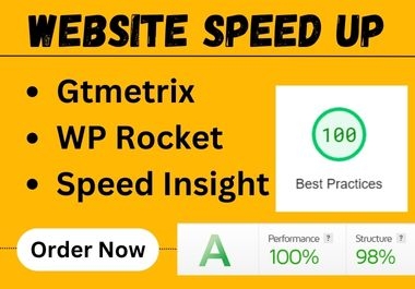 I will do website speed up using page speed insights gtmetrix wp rocket