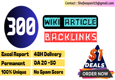 300 Wiki High Quality Article Backlinks With Only Cheap Price