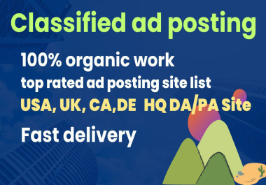 I will build 110 Ad posting backlinks and ad post setup completely Organic