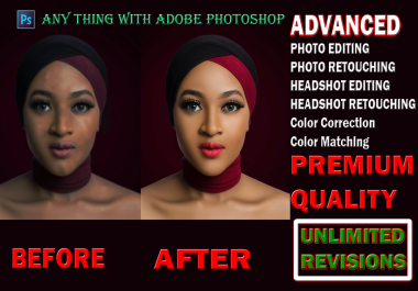I will do Photo image editing,  retouching and headshot editing retouching