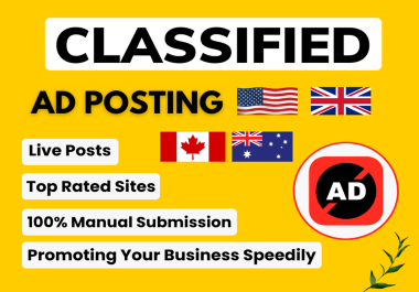 I Will Posts Classified ads on top 90+ high PR USA,  UK classified ad posting sites