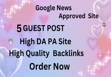 I will do SEO 5 guest post dofollow high quality backlinks on high traffic site