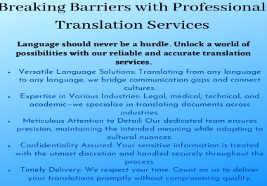 I will provide multilingual translation services