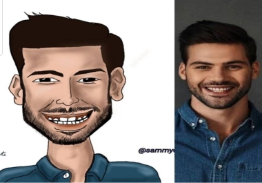 I will draw a digital toon of you in caricature style Drawn by hand by me