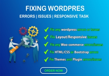 I will fix wordpress errors,  wordpress issues or responsive task