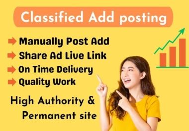 I will do 30 classified ads posting in top classified sites