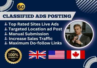 I will provide 60 classified ads posting through high authority site